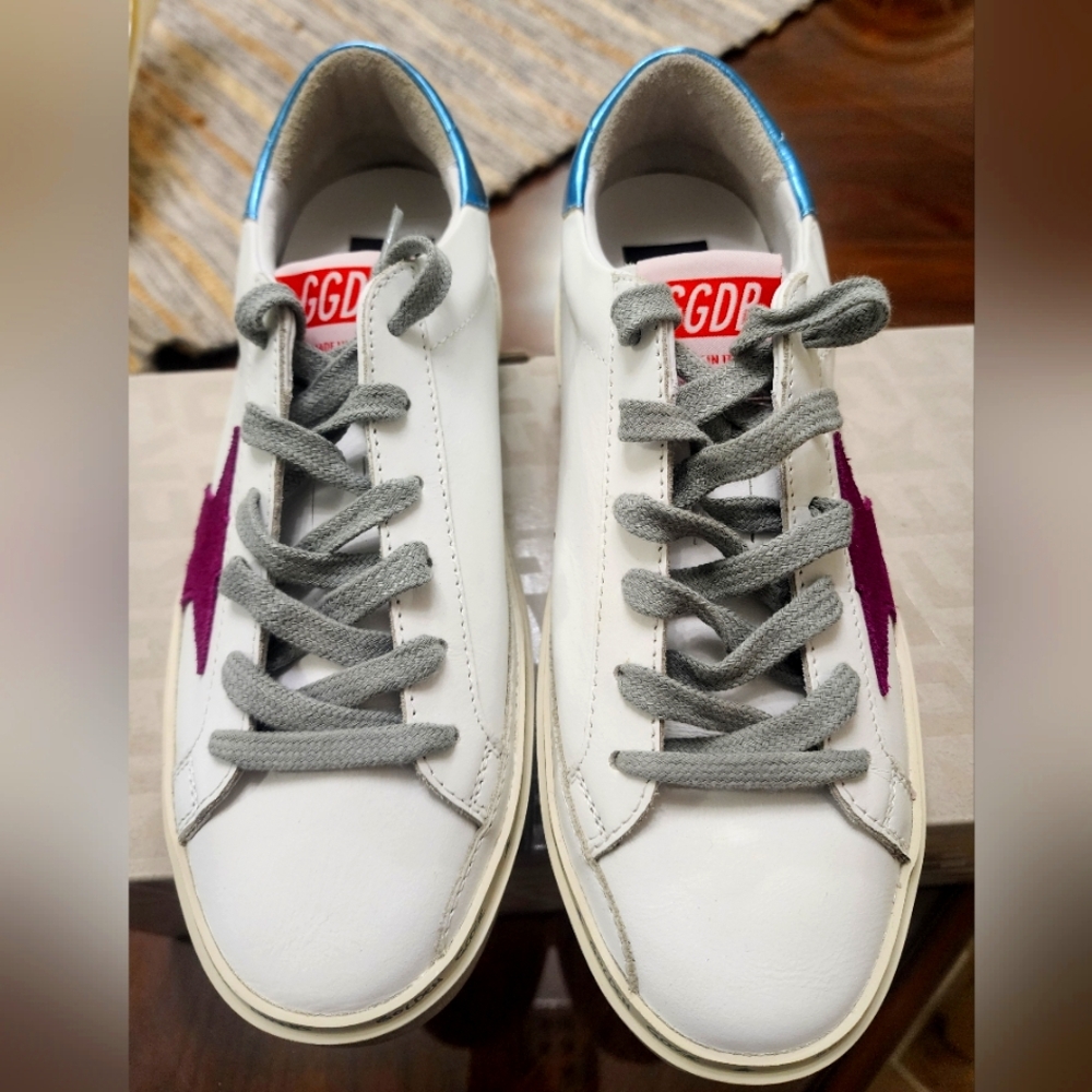 Woman White and Gray Sneakers